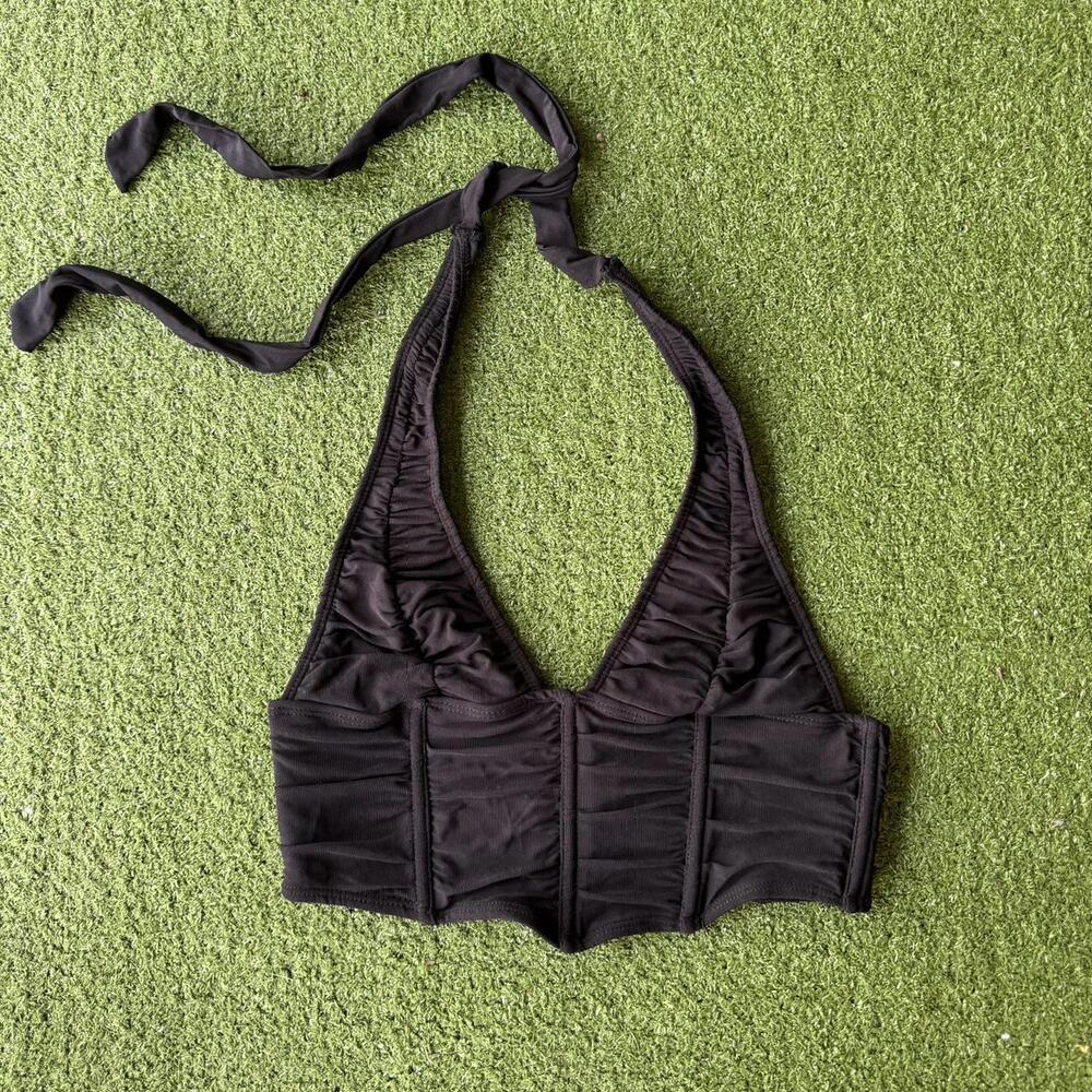Black Halter Crop Top